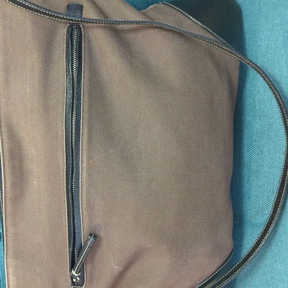 Prada Large Brown canvas/ black leather trimmed Tote Bag - Picture 3 of 16